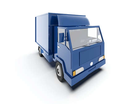 Blue Toy Commercial Delivery Truck on a White Background isolated, Template Element Infographic, Postal Truck, Express, Fast Delivery, BlueÂ Delivery Truck Icon, Transporting Service, Packages Shipmentの写真素材