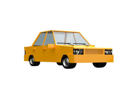 3DÂ llustrationÂ Yellow FamilyÂ UrbanÂ Car, GenericÂ City Car Icon, Low Poly AutoÂ Vehicles Transport ConceptÂ Isolated on White Background, Taxi, FlatÂ Sedan Symbol, Car TrafficÂ Infographic Templateの写真素材