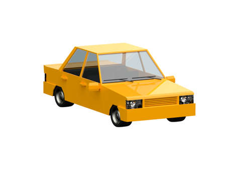 3DÂ llustrationÂ Yellow FamilyÂ UrbanÂ Car, GenericÂ City Car Icon, Low Poly AutoÂ Vehicles Transport ConceptÂ Isolated on White Background, Taxi, FlatÂ Sedan Symbol, Car TrafficÂ Infographic Templateの写真素材