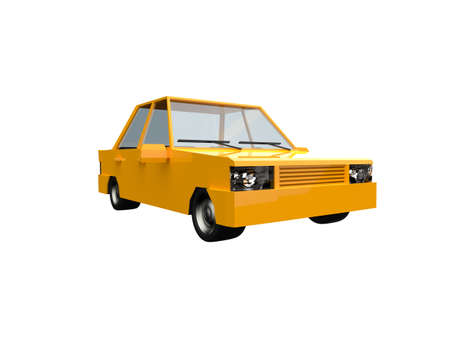 3DÂ llustrationÂ Yellow FamilyÂ UrbanÂ Car, GenericÂ City Car Icon, Low Poly AutoÂ Vehicles Transport ConceptÂ Isolated on White Background, Taxi, FlatÂ Sedan Symbol, Car TrafficÂ Infographic Templateの写真素材