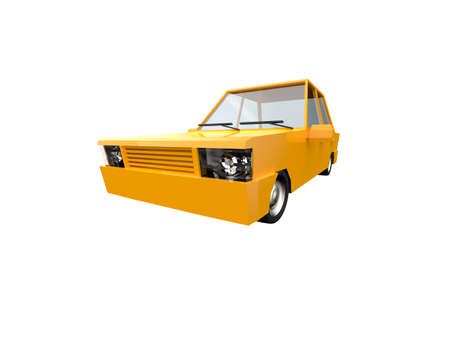 3DÂ llustrationÂ Yellow FamilyÂ UrbanÂ Car, GenericÂ City Car Icon, Low Poly AutoÂ Vehicles Transport ConceptÂ Isolated on White Background, Taxi, FlatÂ Sedan Symbol, Car TrafficÂ Infographic Templateの写真素材