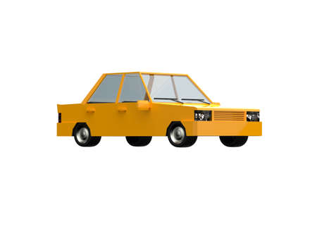3DÂ llustrationÂ Yellow FamilyÂ UrbanÂ Car, GenericÂ City Car Icon, Low Poly AutoÂ Vehicles Transport ConceptÂ Isolated on White Background, Taxi, FlatÂ Sedan Symbol, Car TrafficÂ Infographic Templateの写真素材