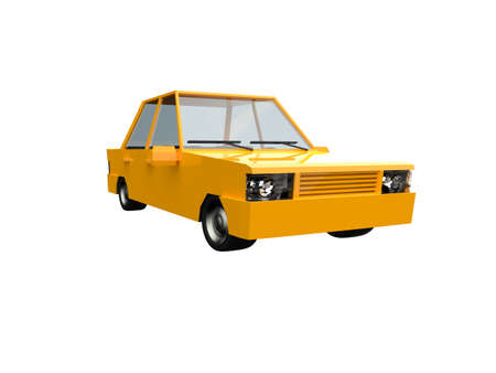 3DÂ llustrationÂ Yellow FamilyÂ UrbanÂ Car, GenericÂ City Car Icon, Low Poly AutoÂ Vehicles Transport ConceptÂ Isolated on White Background, Taxi, FlatÂ Sedan Symbol, Car TrafficÂ Infographic Templateの写真素材