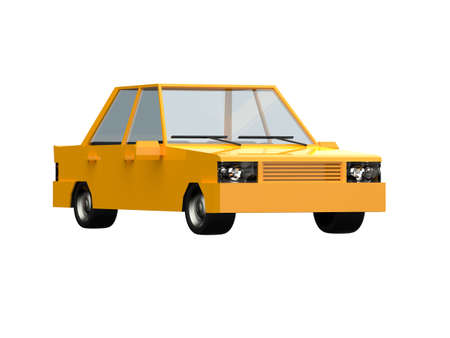 3DÂ llustrationÂ Yellow FamilyÂ UrbanÂ Car, GenericÂ City Car Icon, Low Poly AutoÂ Vehicles Transport ConceptÂ Isolated on White Background, Taxi, FlatÂ Sedan Symbol, Car TrafficÂ Infographic Templateの写真素材