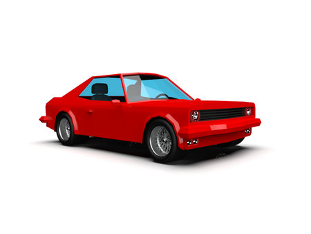 3D llustration Red Race Sport Car, SimpleÂ Coupe City Auto Icon, Low Poly VehicleÂ Transport Concept Isolated on White Background, Polygonal CarÂ Coupe Symbol, Car Traffic Infographic Templateの写真素材