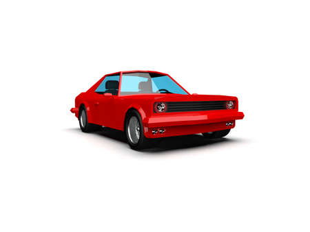 3D llustration Red Race Sport Car, SimpleÂ Coupe City Auto Icon, Low Poly VehicleÂ Transport Concept Isolated on White Background, Polygonal CarÂ Coupe Symbol, Car Traffic Infographic Templateの写真素材