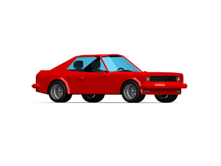 3D llustration Red Race Sport Car, SimpleÂ Coupe City Auto Icon, Low Poly VehicleÂ Transport Concept Isolated on White Background, Polygonal CarÂ Coupe Symbol, Car Traffic Infographic Templateの写真素材
