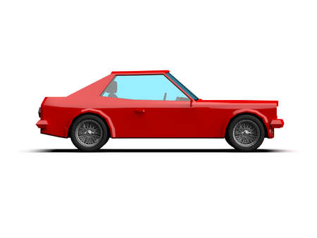 3D llustration Red Race Sport Car, SimpleÂ Coupe City Auto Icon, Low Poly VehicleÂ Transport Concept Isolated on White Background, Polygonal CarÂ Coupe Symbol, Car Traffic Infographic Templateの写真素材