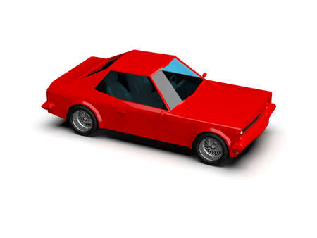 3D llustration Red Race Sport Car, SimpleÂ Coupe City Auto Icon, Low Poly VehicleÂ Transport Concept Isolated on White Background, Polygonal CarÂ Coupe Symbol, Car Traffic Infographic Templateの写真素材