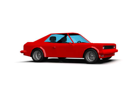 3D llustration Red Race Sport Car, SimpleÂ Coupe City Auto Icon, Low Poly VehicleÂ Transport Concept Isolated on White Background, Polygonal CarÂ Coupe Symbol, Car Traffic Infographic Templateの写真素材