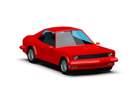 3D llustration Red Race Sport Car, SimpleÂ Coupe City Auto Icon, Low Poly VehicleÂ Transport Concept Isolated on White Background, Polygonal CarÂ Coupe Symbol, Car Traffic Infographic Templateの写真素材