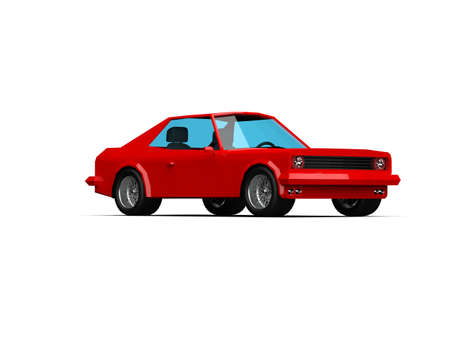 3D llustration Red Race Sport Car, SimpleÂ Coupe City Auto Icon, Low Poly VehicleÂ Transport Concept Isolated on White Background, Polygonal CarÂ Coupe Symbol, Car Traffic Infographic Templateの写真素材