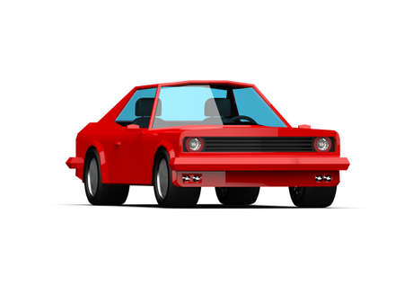 3D llustration Red Race Sport Car, SimpleÂ Coupe City Auto Icon, Low Poly VehicleÂ Transport Concept Isolated on White Background, Polygonal CarÂ Coupe Symbol, Car Traffic Infographic Templateの写真素材
