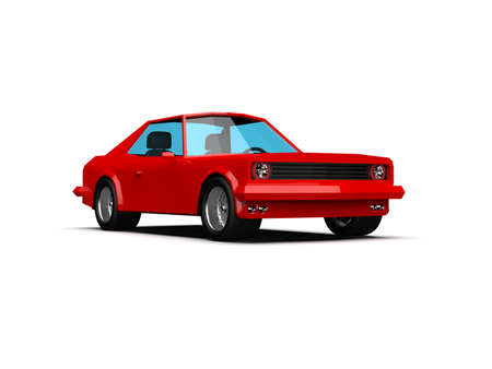 3D llustration Red Race Sport Car, SimpleÂ Coupe City Auto Icon, Low Poly VehicleÂ Transport Concept Isolated on White Background, Polygonal CarÂ Coupe Symbol, Car Traffic Infographic Templateの写真素材