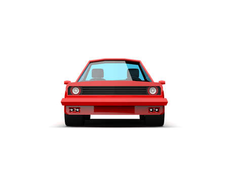 3D llustration Red Race Sport Car, SimpleÂ Coupe City Auto Icon, Low Poly VehicleÂ Transport Concept Isolated on White Background, Polygonal CarÂ Coupe Symbol, Car Traffic Infographic Templateの写真素材