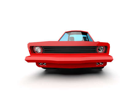 3D llustration Red Race Sport Car, SimpleÂ Coupe City Auto Icon, Low Poly VehicleÂ Transport Concept Isolated on White Background, Polygonal CarÂ Coupe Symbol, Car Traffic Infographic Templateの写真素材