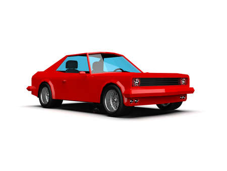 3D llustration Red Race Sport Car, SimpleÂ Coupe City Auto Icon, Low Poly VehicleÂ Transport Concept Isolated on White Background, Polygonal CarÂ Coupe Symbol, Car Traffic Infographic Templateの写真素材