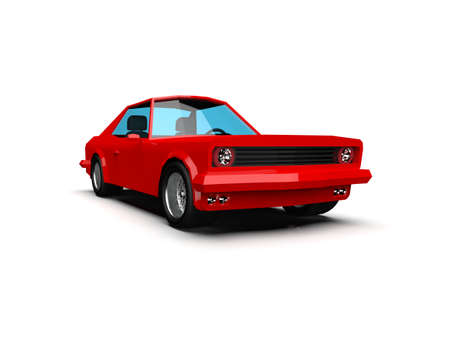 3D llustration Red Race Sport Car, SimpleÂ Coupe City Auto Icon, Low Poly VehicleÂ Transport Concept Isolated on White Background, Polygonal CarÂ Coupe Symbol, Car Traffic Infographic Templateの写真素材