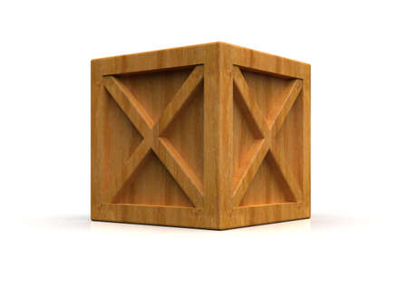 ShipmentÂ Sealed GoodsÂ Wooden Box isolated on White Background,Â PalletÂ Cargo Case IndustrialÂ Crate or ContainerÂ Box for Storage, Logistic Transportation and Delivery, Warehouse Concept, 3d Illustrationの写真素材