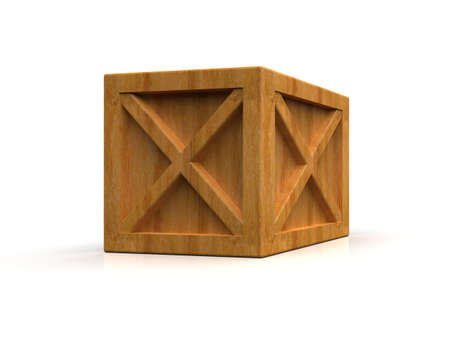 ShipmentÂ Sealed GoodsÂ Wooden Box isolated on White Background,Â PalletÂ Cargo Case IndustrialÂ Crate or ContainerÂ Box for Storage, Logistic Transportation and Delivery, Warehouse Concept, 3d Illustrationの写真素材