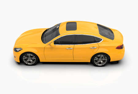 Generic and Brandless Car Isolated on White 3d Illustration, ContemporaryÂ SedanÂ Studio,Â Dealership Automobile Industry, Auto Transport, Infographics Automotive Background, City Vehicle Templateの写真素材