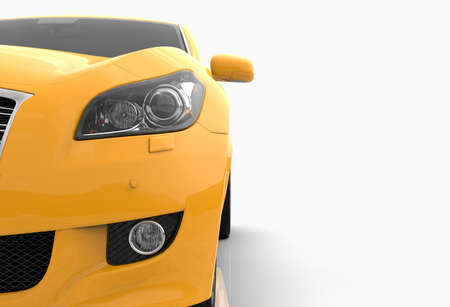 Generic and Brandless Car Isolated on White 3d Illustration,...