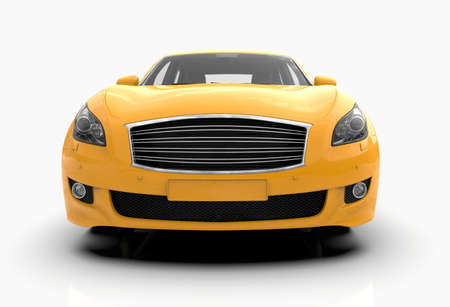 Generic and Brandless Car Isolated on White 3d Illustration, ContemporaryÂ SedanÂ Studio,Â Dealership Automobile Industry, Auto Transport, Infographics Automotive Background, City Vehicle Templateの写真素材