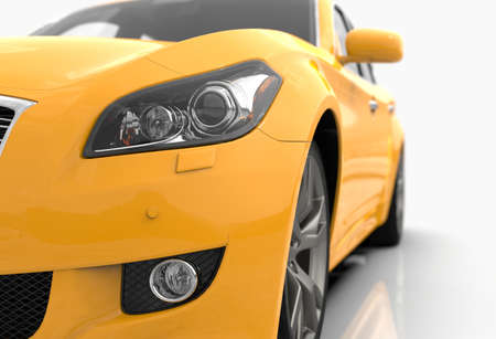Generic and Brandless Car Isolated on White 3d Illustration, ContemporaryÂ SedanÂ Studio,Â Dealership Automobile Industry, Auto Transport, Infographics Automotive Background, City Vehicle Templateの写真素材