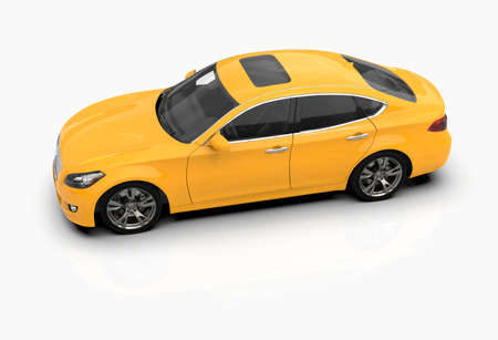 Generic and Brandless Car Isolated on White 3d Illustration, ContemporaryÂ SedanÂ Studio,Â Dealership Automobile Industry, Auto Transport, Infographics Automotive Background, City Vehicle Templateの写真素材
