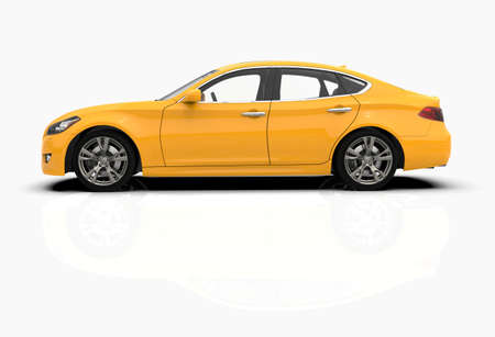 Generic and Brandless Car Isolated on White 3d Illustration, ContemporaryÂ SedanÂ Studio,Â Dealership Automobile Industry, Auto Transport, Infographics Automotive Background, City Vehicle Templateの写真素材