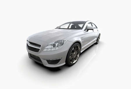 Generic and Brandless LuxuryÂ Car Isolated on White 3d Illustration, Contemporary Sedan Studio, Dealership Automobile Industry, Auto Transport, Infographics Automotive Background, City Vehicle Templateの写真素材