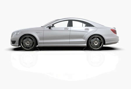 Generic and Brandless LuxuryÂ Car Isolated on White 3d Illustration, Contemporary Sedan Studio, Dealership Automobile Industry, Auto Transport, Infographics Automotive Background, City Vehicle Templateの写真素材