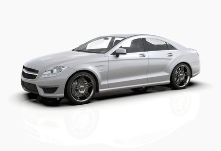 Generic and Brandless LuxuryÂ Car Isolated on White 3d Illustration, Contemporary Sedan Studio, Dealership Automobile Industry, Auto Transport, Infographics Automotive Background, City Vehicle Templateの写真素材