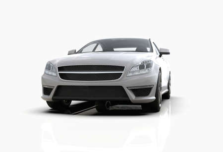 Generic and Brandless LuxuryÂ Car Isolated on White 3d Illustration, Contemporary Sedan Studio, Dealership Automobile Industry, Auto Transport, Infographics Automotive Background, City Vehicle Templateの写真素材