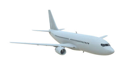 CommercialÂ Passenger Plane in AirÂ on White, VacationÂ Travel by Air Transport,Â AirlinerÂ Take OffÂ Flying,Â Aircraft Flight andÂ AviationÂ RouteÂ Airline Sign, Aviation Cargo ServiceÂ 3d Illustrationの写真素材