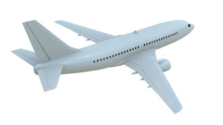 CommercialÂ Passenger Plane in AirÂ on White, VacationÂ Travel by Air Transport,Â AirlinerÂ Take OffÂ Flying,Â Aircraft Flight andÂ AviationÂ RouteÂ Airline Sign, Aviation Cargo ServiceÂ 3d Illustrationの写真素材