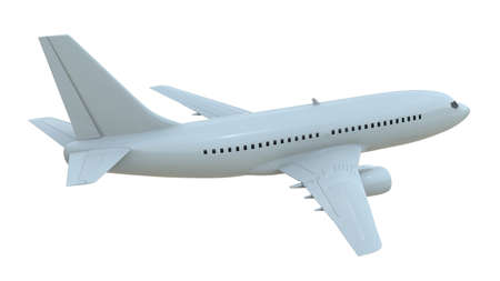 CommercialÂ Passenger Plane in AirÂ on White, VacationÂ Travel by Air Transport,Â AirlinerÂ Take OffÂ Flying,Â Aircraft Flight andÂ AviationÂ RouteÂ Airline Sign, Aviation Cargo ServiceÂ 3d Illustrationの写真素材