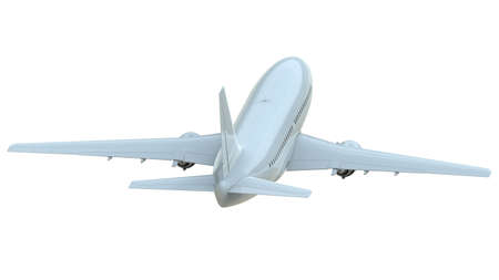CommercialÂ Passenger Plane in AirÂ on White, VacationÂ Travel by Air Transport,Â AirlinerÂ Take OffÂ Flying,Â Aircraft Flight andÂ AviationÂ RouteÂ Airline Sign, Aviation Cargo ServiceÂ 3d Illustrationの写真素材