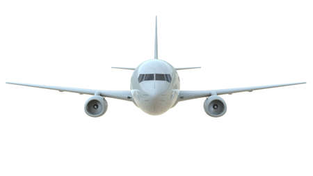CommercialÂ Passenger Plane in AirÂ on White, VacationÂ Travel by Air Transport,Â AirlinerÂ Take OffÂ Flying,Â Aircraft Flight andÂ AviationÂ RouteÂ Airline Sign, Aviation Cargo ServiceÂ 3d Illustrationの写真素材
