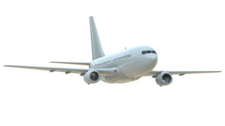 CommercialÂ Passenger Plane in AirÂ on White, VacationÂ Travel by Air Transport,Â AirlinerÂ Take OffÂ Flying,Â Aircraft Flight andÂ AviationÂ RouteÂ Airline Sign, Aviation Cargo ServiceÂ 3d Illustrationの写真素材