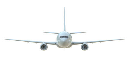 CommercialÂ Passenger Plane in AirÂ on White, VacationÂ Travel by Air Transport,Â AirlinerÂ Take OffÂ Flying,Â Aircraft Flight andÂ AviationÂ RouteÂ Airline Sign, Aviation Cargo ServiceÂ 3d Illustrationの写真素材