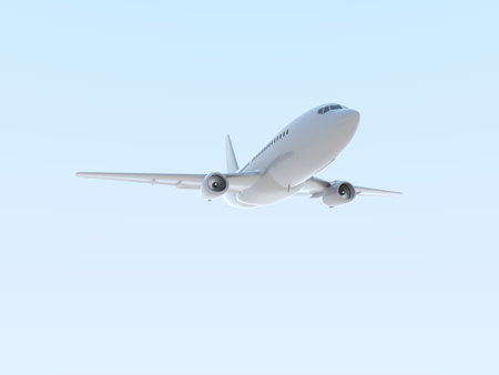 CommercialÂ Passenger Plane in AirÂ in Sky, VacationÂ Travel by Air Transport,Â AirlinerÂ Take OffÂ Flying,Â Aircraft Flight andÂ AviationÂ RouteÂ Airline Sign, Aviation Cargo ServiceÂ 3d Illustrationの写真素材