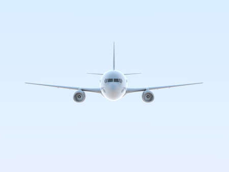 CommercialÂ Passenger Plane in AirÂ on White, VacationÂ Travel by Air Transport,Â AirlinerÂ Take OffÂ Flying,Â Aircraft Flight andÂ AviationÂ RouteÂ Airline Sign, Aviation Cargo ServiceÂ 3d Illustrationの写真素材