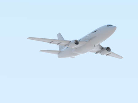 CommercialÂ Passenger Plane in AirÂ in Sky, VacationÂ Travel by Air Transport,Â AirlinerÂ Take OffÂ Flying,Â Aircraft Flight andÂ AviationÂ RouteÂ Airline Sign, Aviation Cargo ServiceÂ 3d Illustrationの写真素材