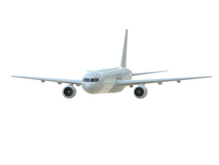CommercialÂ Passenger Plane in AirÂ on White, VacationÂ Travel by Air Transport,Â AirlinerÂ Take OffÂ Flying,Â Aircraft Flight andÂ AviationÂ RouteÂ Airline Sign, Aviation Cargo ServiceÂ 3d Illustrationの写真素材