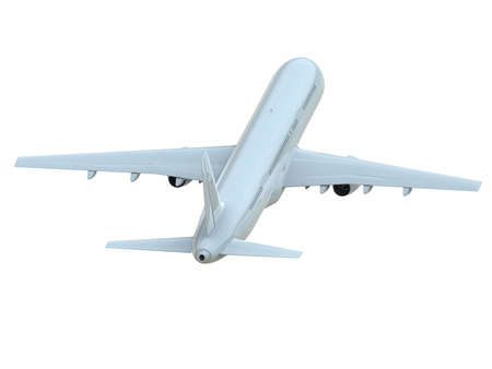 CommercialÂ Passenger Plane in AirÂ on White, VacationÂ Travel by Air Transport,Â AirlinerÂ Take OffÂ Flying,Â Aircraft Flight andÂ AviationÂ RouteÂ Airline Sign, Aviation Cargo ServiceÂ 3d Illustrationの写真素材