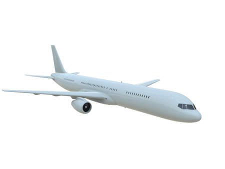 CommercialÂ Passenger Plane in AirÂ on White, VacationÂ Travel by Air Transport,Â AirlinerÂ Take OffÂ Flying,Â Aircraft Flight andÂ AviationÂ RouteÂ Airline Sign, Aviation Cargo ServiceÂ 3d Illustrationの写真素材
