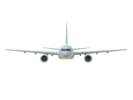 CommercialÂ Passenger Plane in AirÂ on White, VacationÂ Travel by Air Transport,Â AirlinerÂ Take OffÂ Flying,Â Aircraft Flight andÂ AviationÂ RouteÂ Airline Sign, Aviation Cargo ServiceÂ 3d Illustrationの写真素材