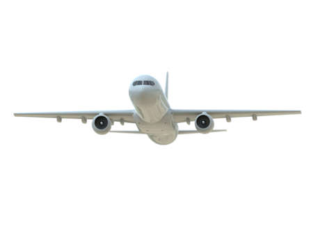 CommercialÂ Passenger Plane in AirÂ on White, VacationÂ Travel by Air Transport,Â AirlinerÂ Take OffÂ Flying,Â Aircraft Flight andÂ AviationÂ RouteÂ Airline Sign, Aviation Cargo ServiceÂ 3d Illustrationの写真素材