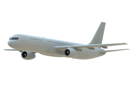 CommercialÂ Passenger Plane in AirÂ on White, VacationÂ Travel by Air Transport,Â AirlinerÂ Take OffÂ Flying,Â Aircraft Flight andÂ AviationÂ RouteÂ Airline Sign, Aviation Cargo ServiceÂ 3d Illustrationの写真素材